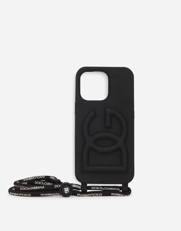 Dolce & Gabbana Чехол для iPhone 13 Pro из резины с рельефным логотипом черный BP0330AW576