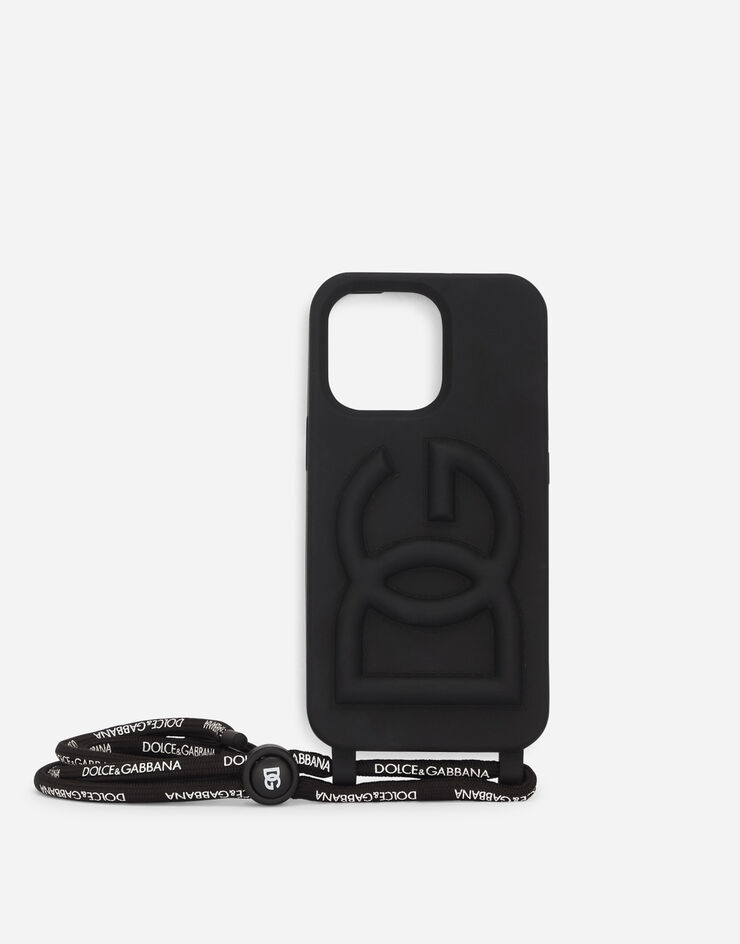 Dolce & Gabbana Funda para iPhone 13 Pro de goma con logotipo en relieve Negro BP3231AG816