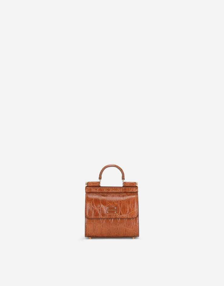 Dolce & Gabbana Sicily 58 micro bag in crocodile flank leather BROWN BI1403A2V87