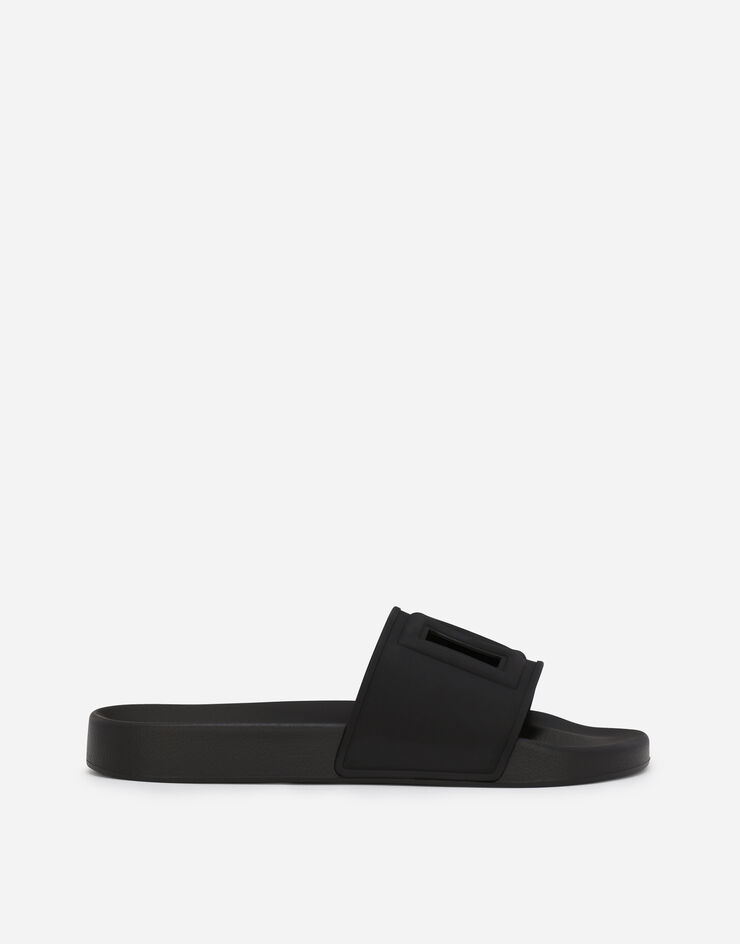 Dolce & Gabbana Mules de plage en caoutchouc à logo DG Noir CS2079AO666