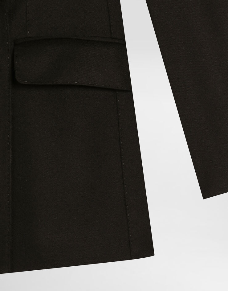 Dolce & Gabbana Double-breasted jacket in silk and Cashmere Black F29KKTGDDC0