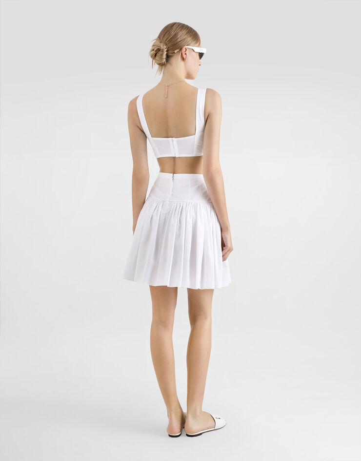 Dolce & Gabbana Falda plato corta de algodón Blanco F4CFATFU61A