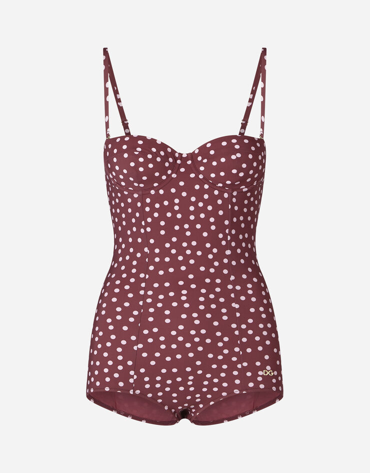 Dolce & Gabbana POLKA-DOT PRINT SWIMSUIT WITH BALCONY NECKLINE Dolce & Gabbana POLKA-DOT PRINT SWIMSUIT WITH BALCONY NECKLINE PINK O9A13JFSG5L
