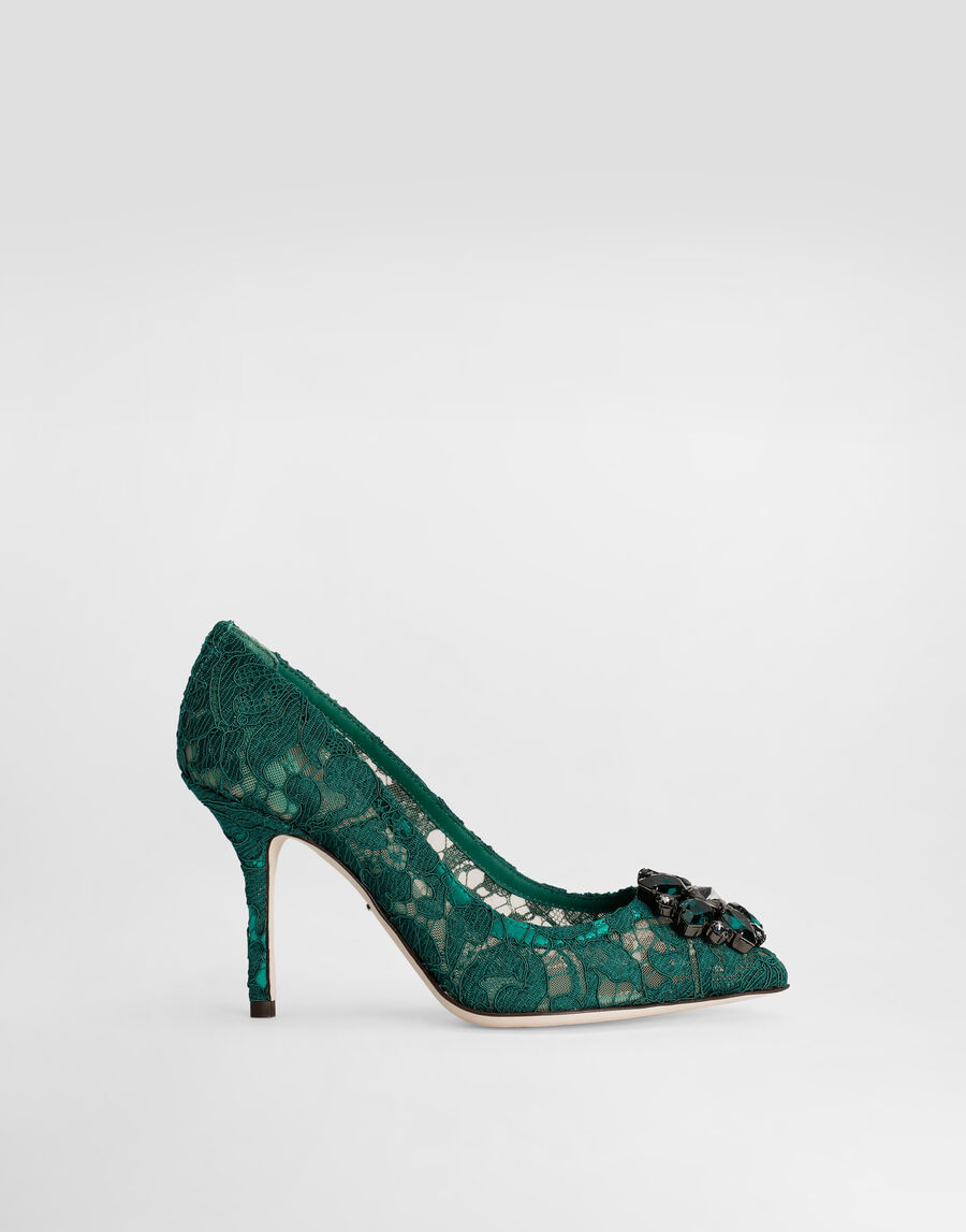 Lace rainbow pumps with brooch detailing