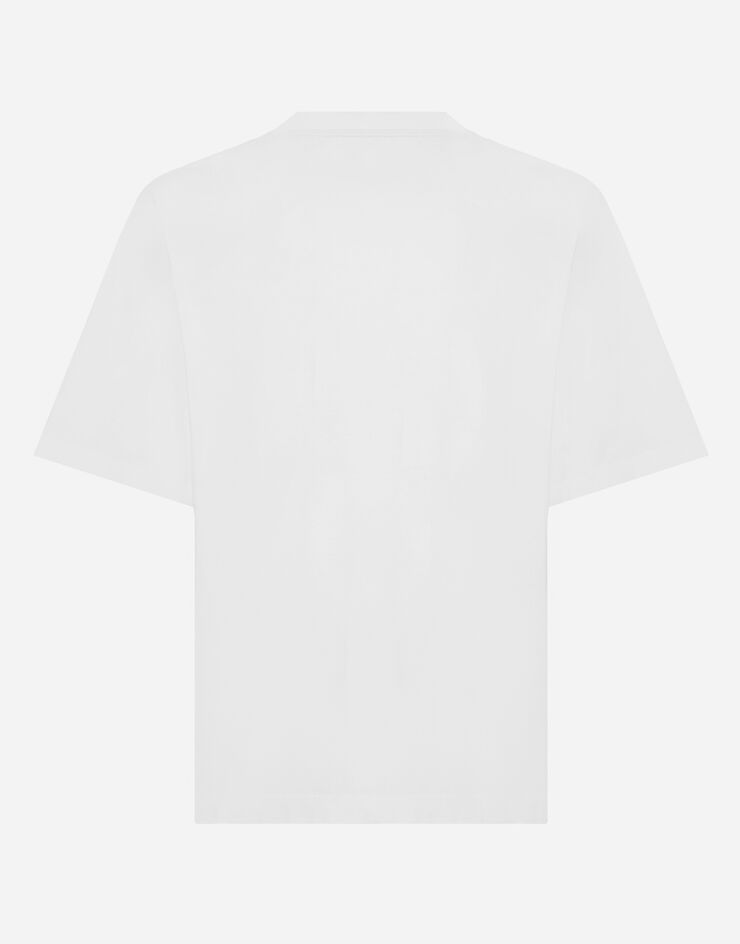 Dolce & Gabbana T-shirt cotone con stampa logo DG Bianco G8OA3TFU7EQ