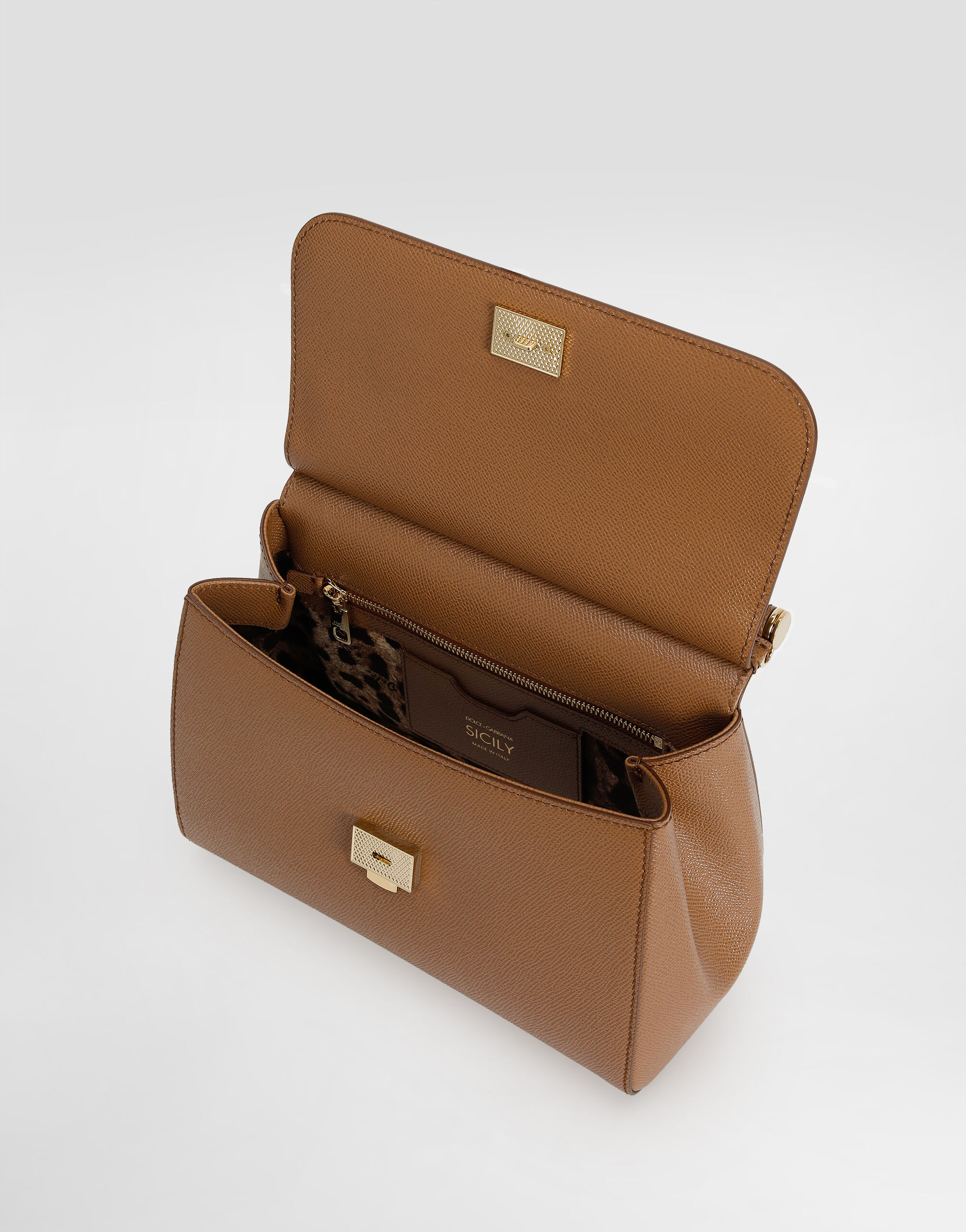 Large Sicily handbag in dauphine calfskin in Brown for Women