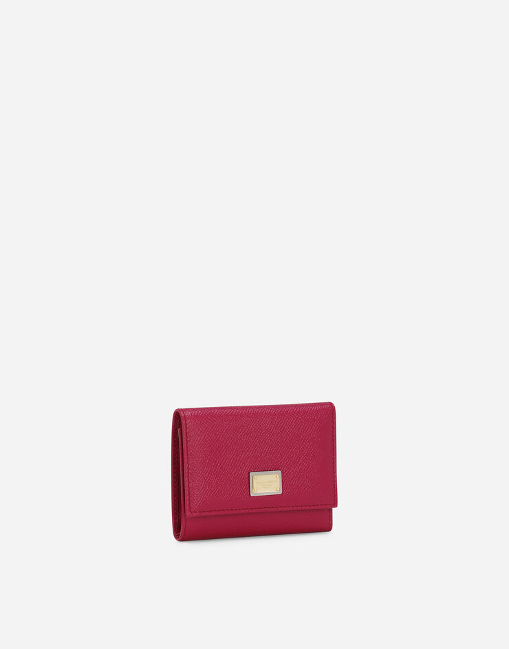 Dolce & Gabbana Portefeuille français à rabat en cuir de veau Dauphine Fuchsia BI0770A1001