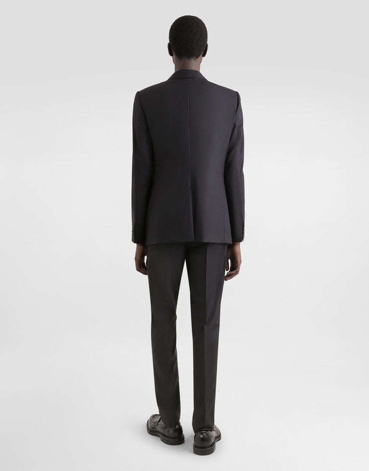 Dolce & Gabbana Wool polo-shirt with branded tag Grey GXO38TJDVGE