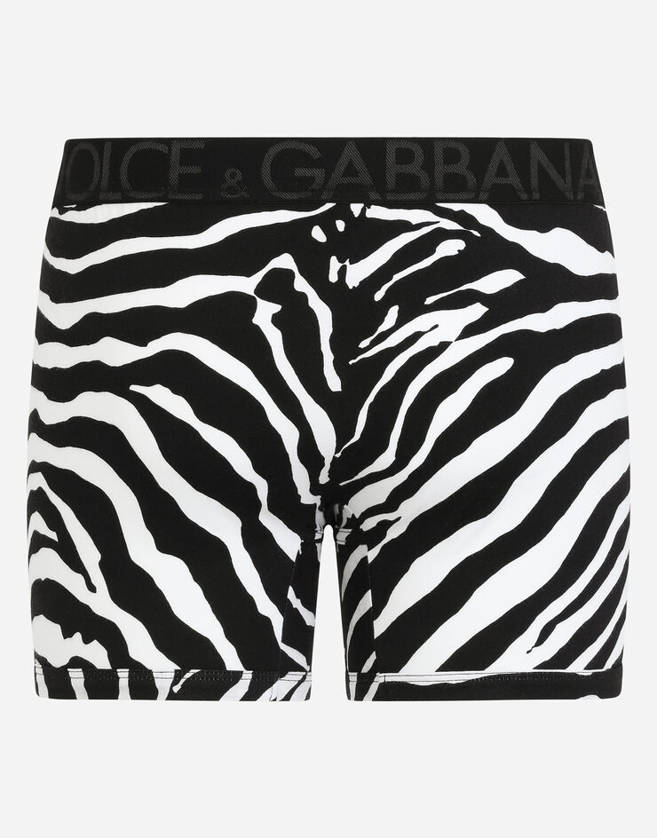 Dolce & Gabbana Boxer long en coton stretch à imprimé zèbre Imprimé Animalier M4D07JFSGWI