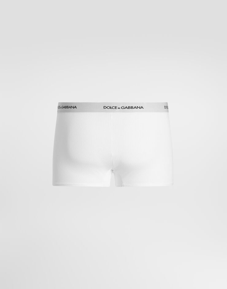 Dolce & Gabbana Boxer classique en coton côtelé Dolce & Gabbana Boxer classique en coton côtelé Blanc M4C13JONN96