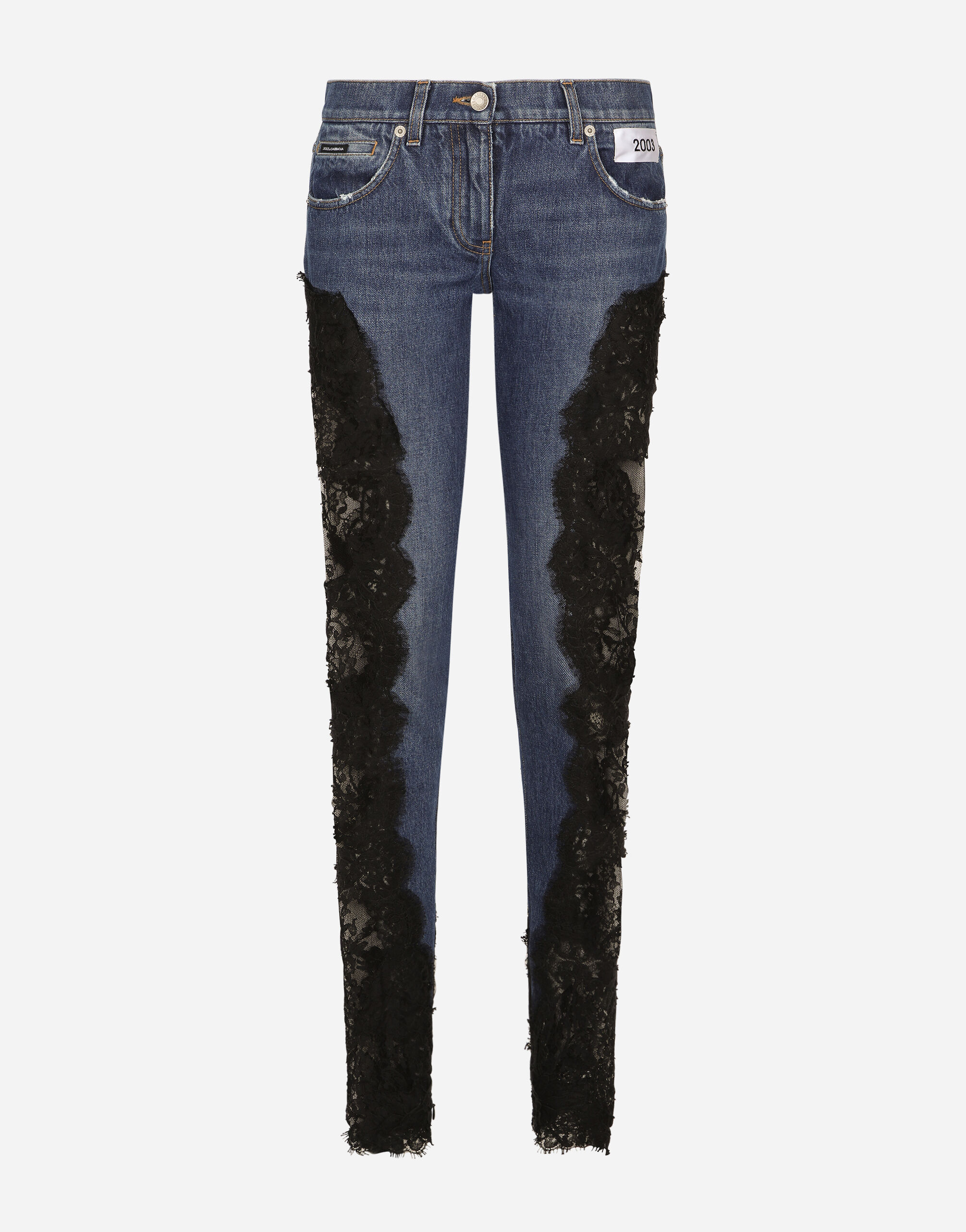 Flare lace blue jeans pants - Wapas