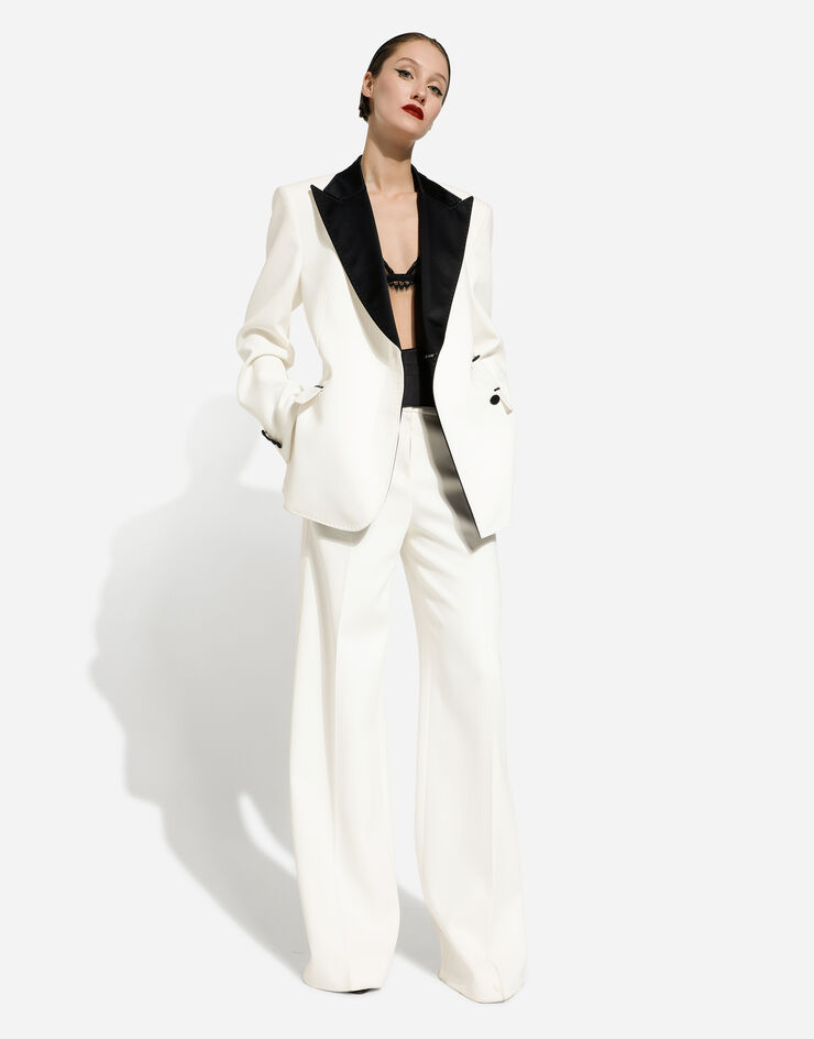 Dolce&Gabbana Flared double crepe pants White FTC0VTFURF3