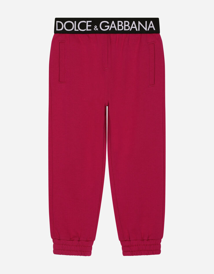 Dolce & Gabbana Pantalon de jogging en jersey avec élastique à logo Fuchsia L5JP9GG7E3Z