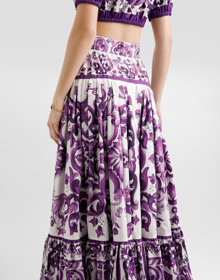 Dolce & Gabbana Majolica-print long skirt Multicolor F4CX0THH5EW
