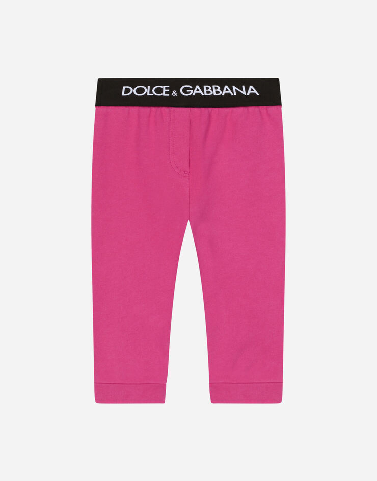 Dolce & Gabbana Jersey jogging pants with branded elastic Fuchsia L2JP9FG7E3Z