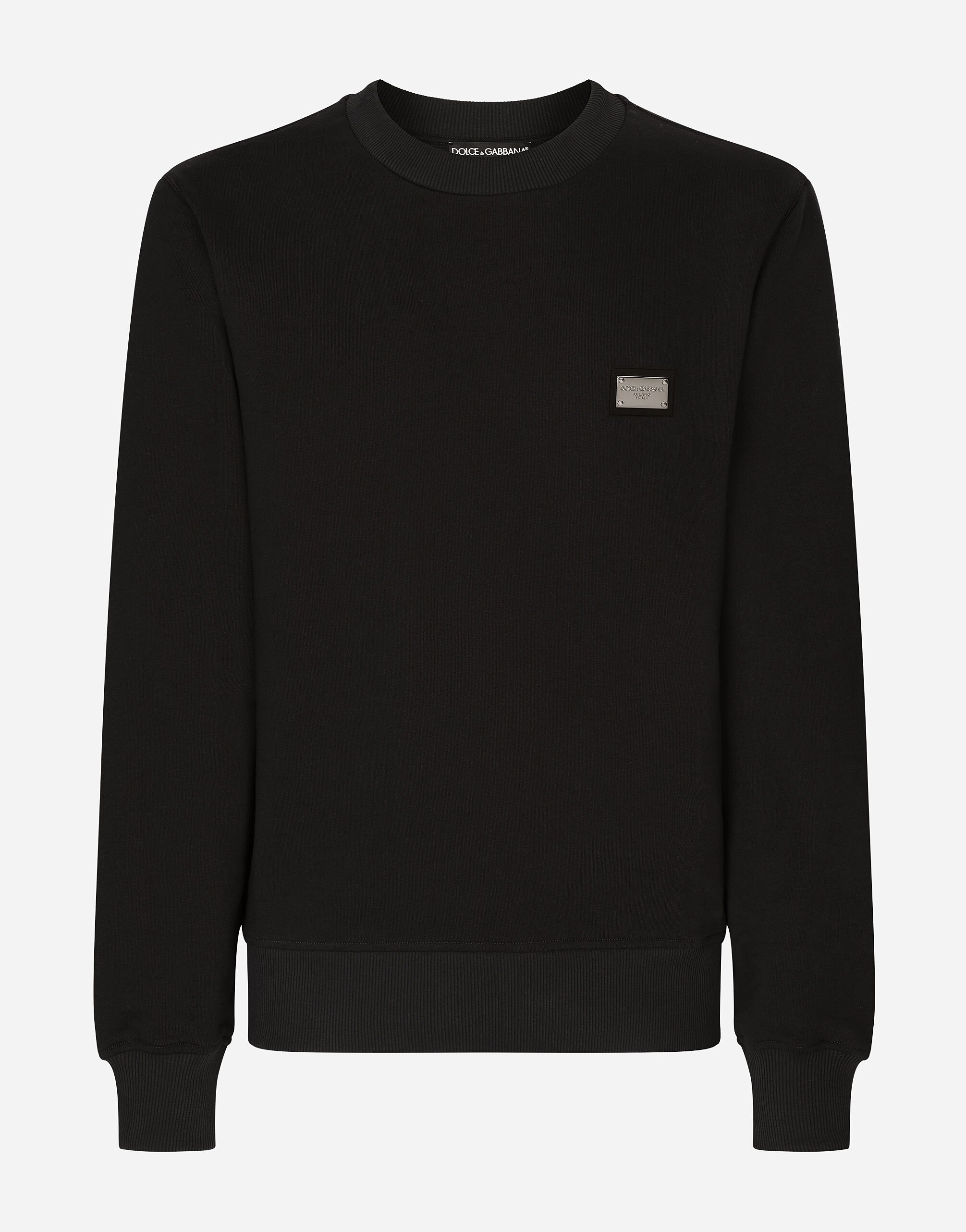 Dolce&Gabbana Jersey sweatshirt with branded tag Black BM2123AQ437