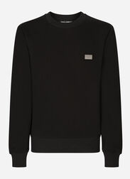 Dolce & Gabbana Jersey sweatshirt with branded tag Black G9AKATHU7PP