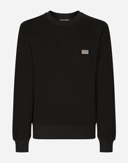 Dolce & Gabbana Jersey sweatshirt with branded tag Black G9AKATHU7PP