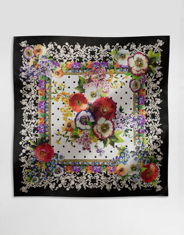 Dolce & Gabbana Floral-print silk twill foulard (90x90) White BB6002B2EM1
