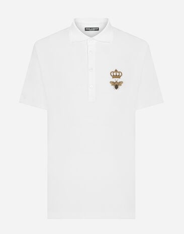Dolce&Gabbana Cotton piqué polo-shirt with embroidery Blue G8PL4TG7F2H