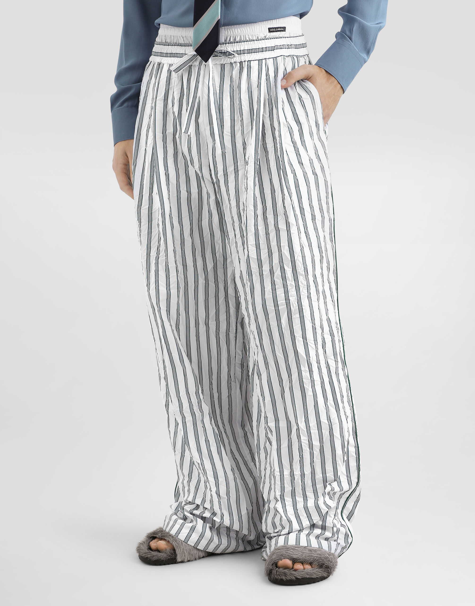 Crinkled striped poplin vanity trousers in Multicolor for Men Crinkled striped poplin vanity trousers in Multicolor for Men