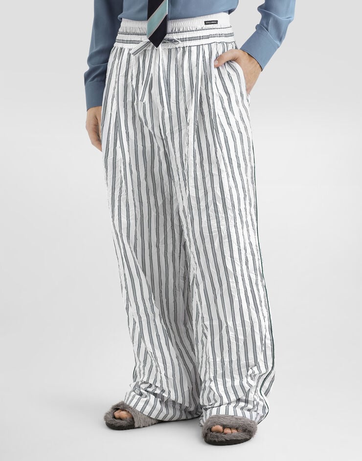 Dolce & Gabbana Crinkled striped poplin vanity trousers Multicolor GP1N9TFRMD9