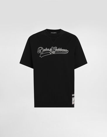 Dolce & Gabbana Cotton t-shirt with embroidery Black G8TO6ZG7PON