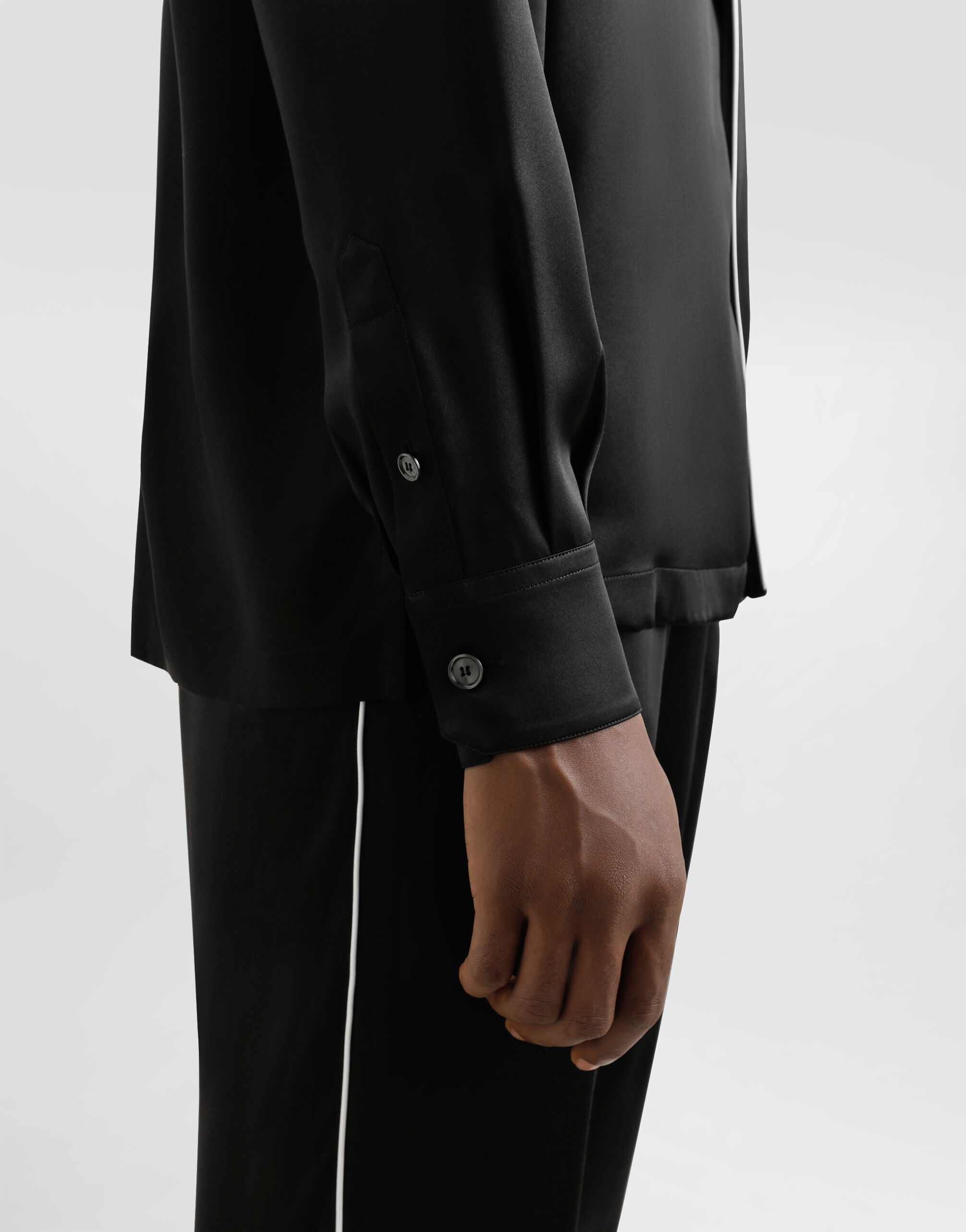 Silk vanity shirt with logo embroidery in Black for Men