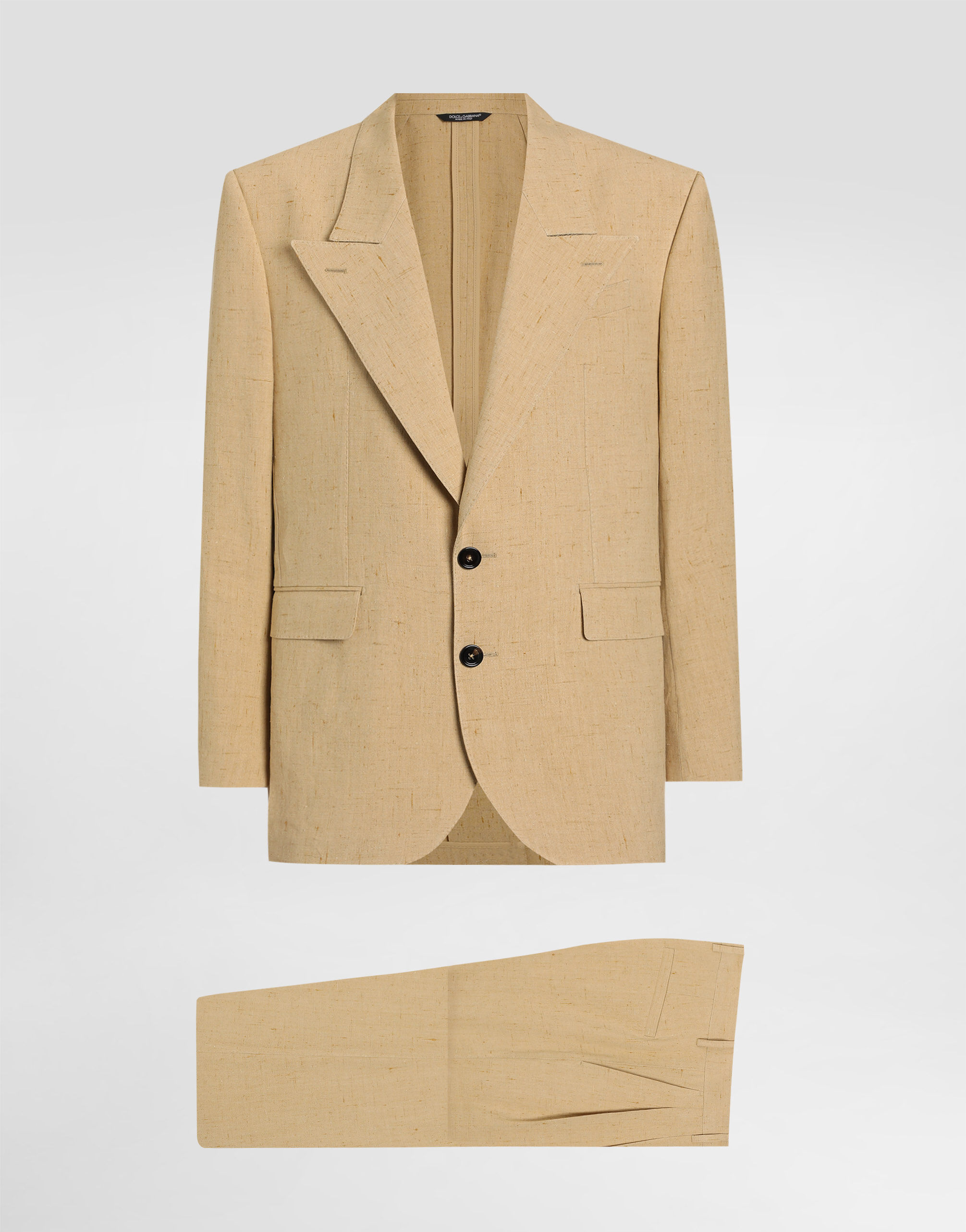 Single-breasted suit in tweed linen in Multicolor for Men