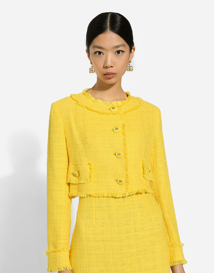 Short raschel tweed jacket in Yellow for Women Dolce&Gabbana® US