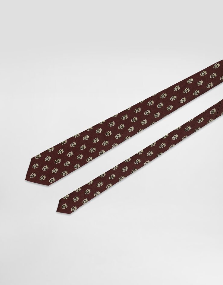 Dolce & Gabbana Jacquard tie with heraldic shields Bordeaux GT147EG0JSE
