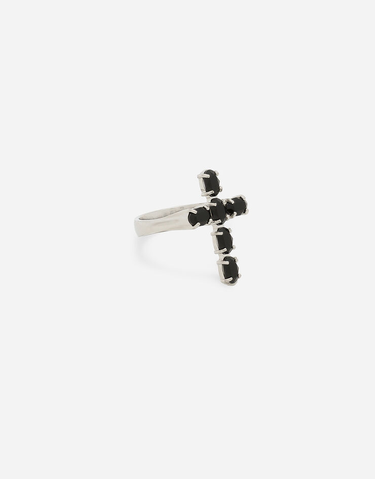 Dolce & Gabbana Anillo con cruz de strass «DNA» Schwarz WRQ1D1W1111