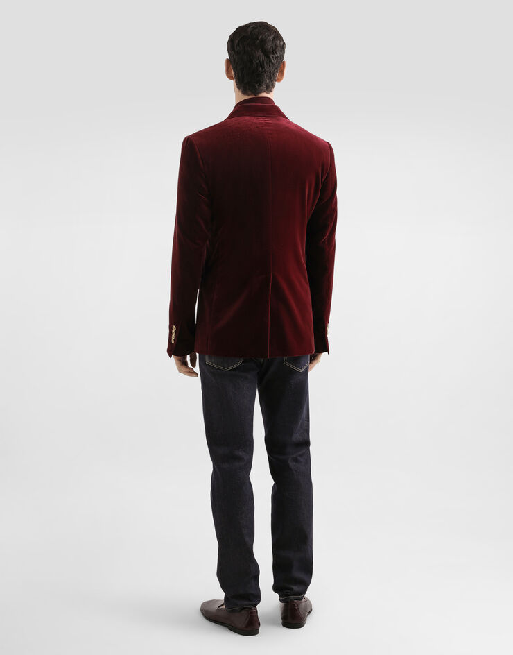 Dolce & Gabbana Double-breasted sicilia light cotton velvet jacket Bordeaux G2TV8TGJ619
