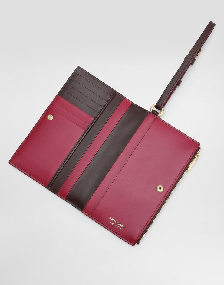 Dolce & Gabbana Funda para pasaporte de piel de becerro con logotipo DG Burdeos BI3336A9M75