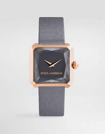 Dolce & Gabbana Montre Sofiaoro en or rouge 18 carats avec bracelet en soie Gris WWFC2GXCKCT