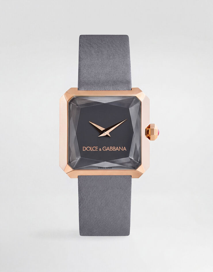 Dolce & Gabbana Montre Sofiaoro en or rouge 18 carats avec bracelet en soie Gris WWFC2GXCKCT