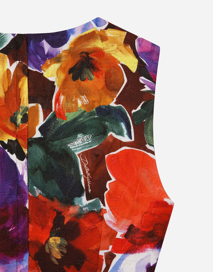 Dolce & Gabbana Top court en brocart à imprimé fleurs abstraites Imprimé F756FTFSTBJ