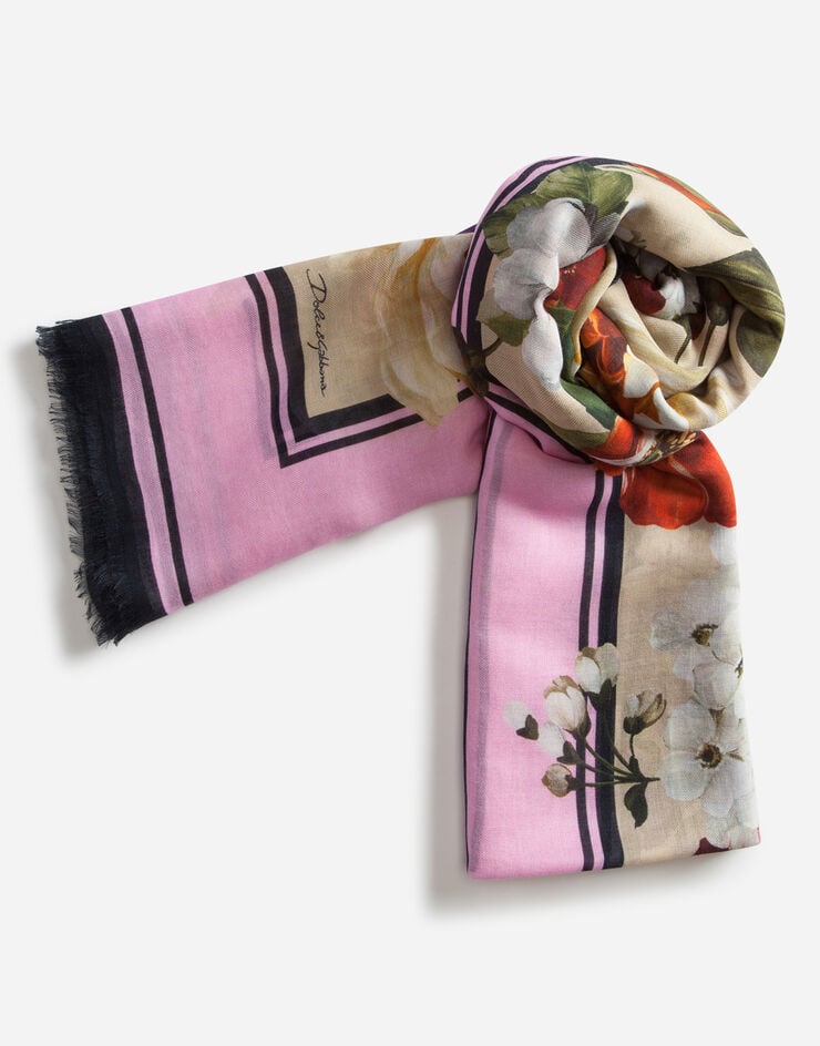 Dolce & Gabbana FLORAL BEIGE PRINT SCARF IN MODAL AND CASHMERE 135 X 200CM- 53 x 78 INCHES IMPRIMÉ FLEURI FS184AGDS66