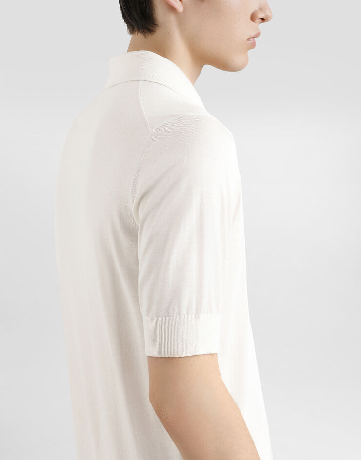Dolce & Gabbana Silk polo-shirt with logo embroidery White GXZ09ZJBSK3