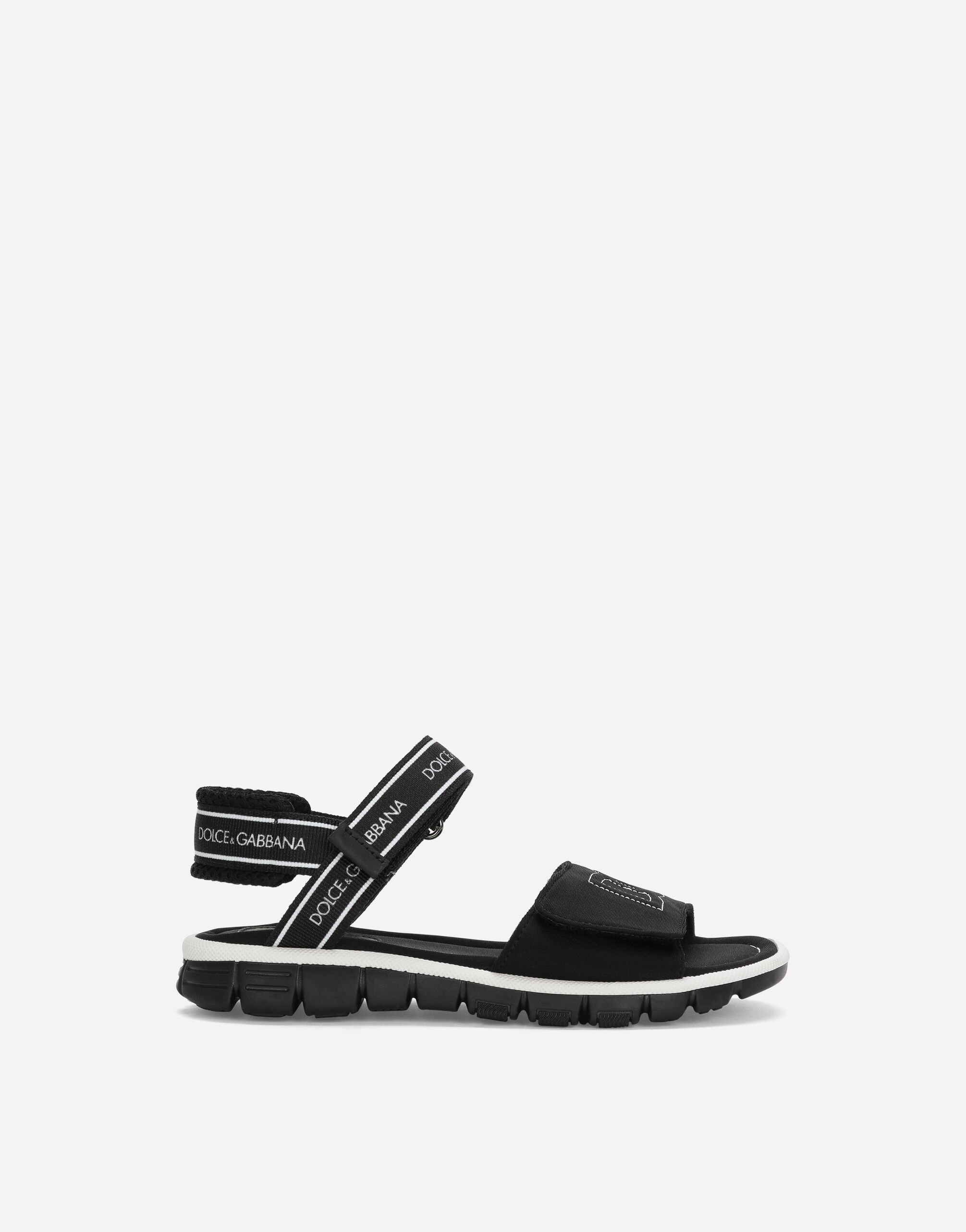Dolce & Gabbana Technical fabric sandals with DG logo Black L4JTEYG7K8Z
