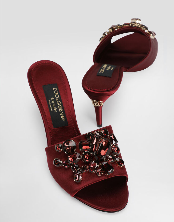 Dolce & Gabbana Satin mules with gemstone embellishment Red CR1825C9S46