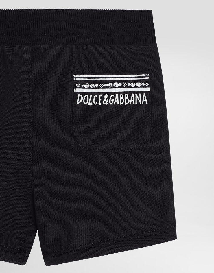 Dolce & Gabbana Fleece shorts with bandanna print Blue L1JQU7G7OLL