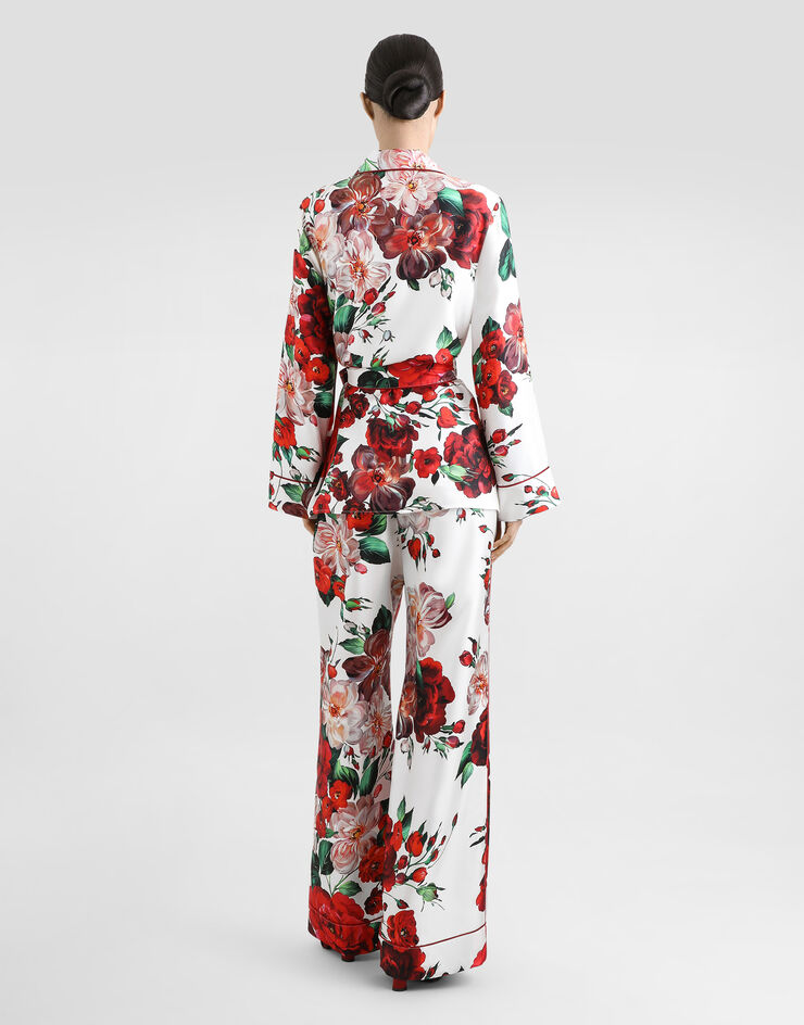 Dolce & Gabbana Satin pajama pants with rose print Print FTAMPTIS1ZD