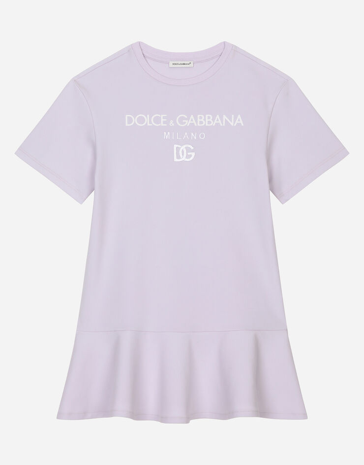 Dolce & Gabbana Jersey dress with Dolce&Gabbana logo Lilac L5JD9EG7NYT