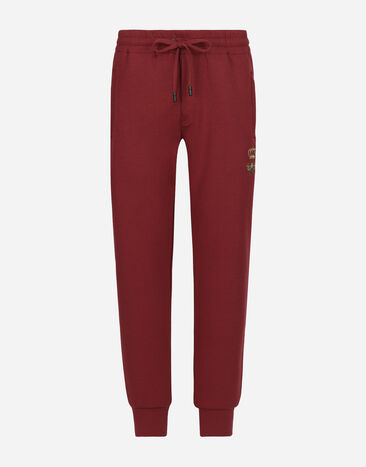 Dolce & Gabbana Pantalon de jogging en jersey à broderie Bordeaux GVF7AZHU7H9