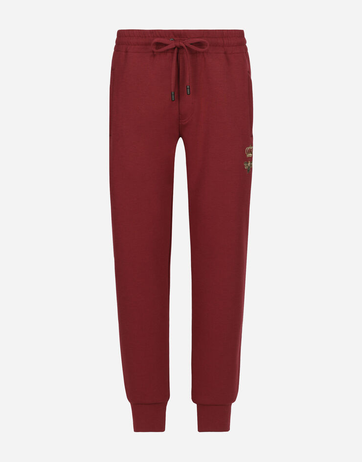 Dolce & Gabbana Pantalon de jogging en jersey à broderie Bordeaux GVF7AZHU7H9