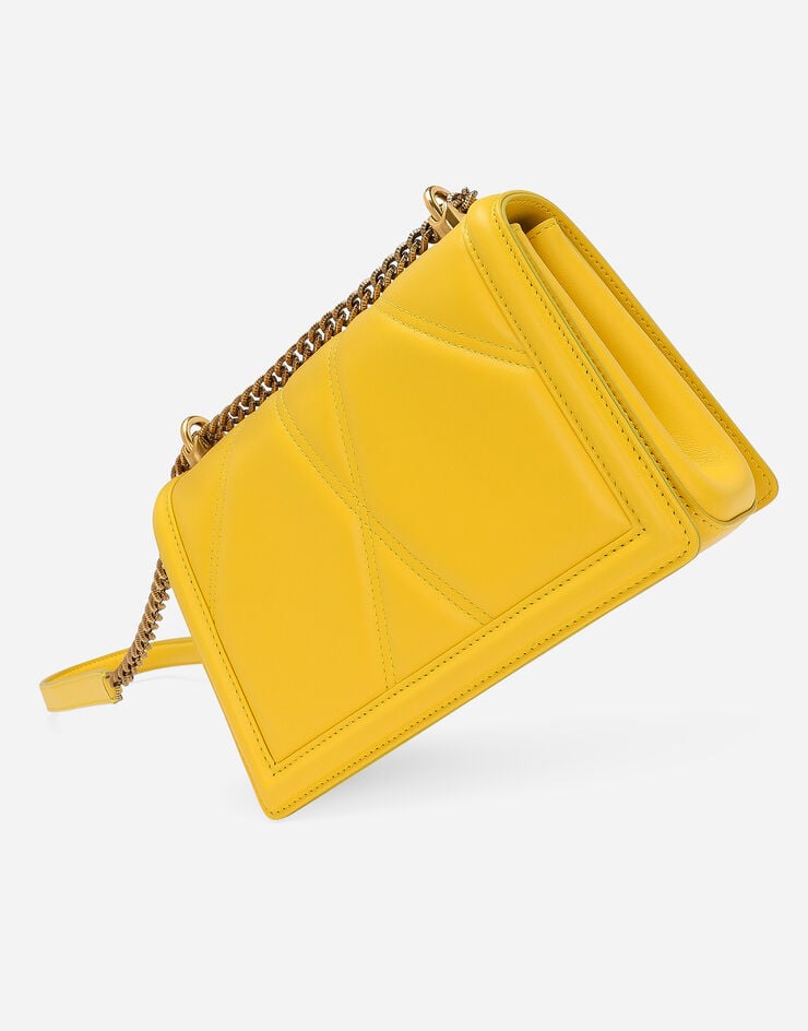 Dolce & Gabbana حقيبة ديفوشن متوسطة من جلد نابا مبطن أصفر BB7158AW437