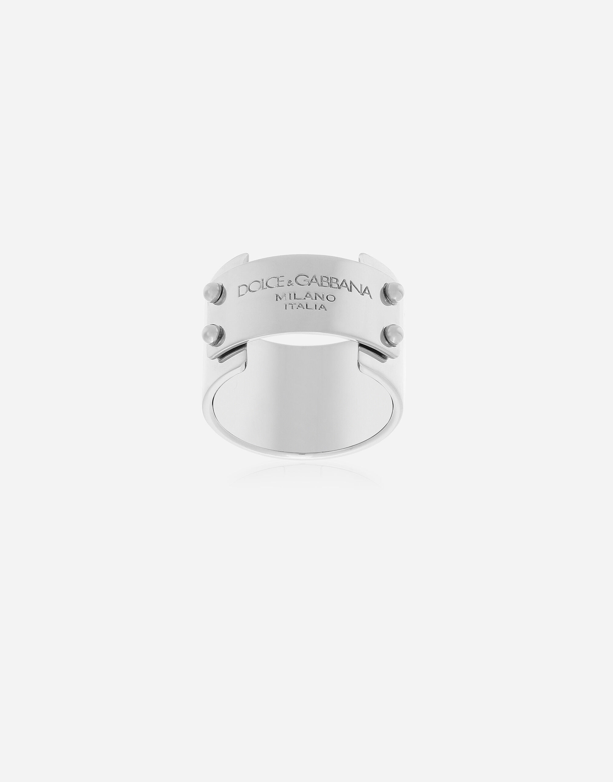 Dolce & Gabbana Bague avec plaquette à logo Argent WRQ5P1W1111