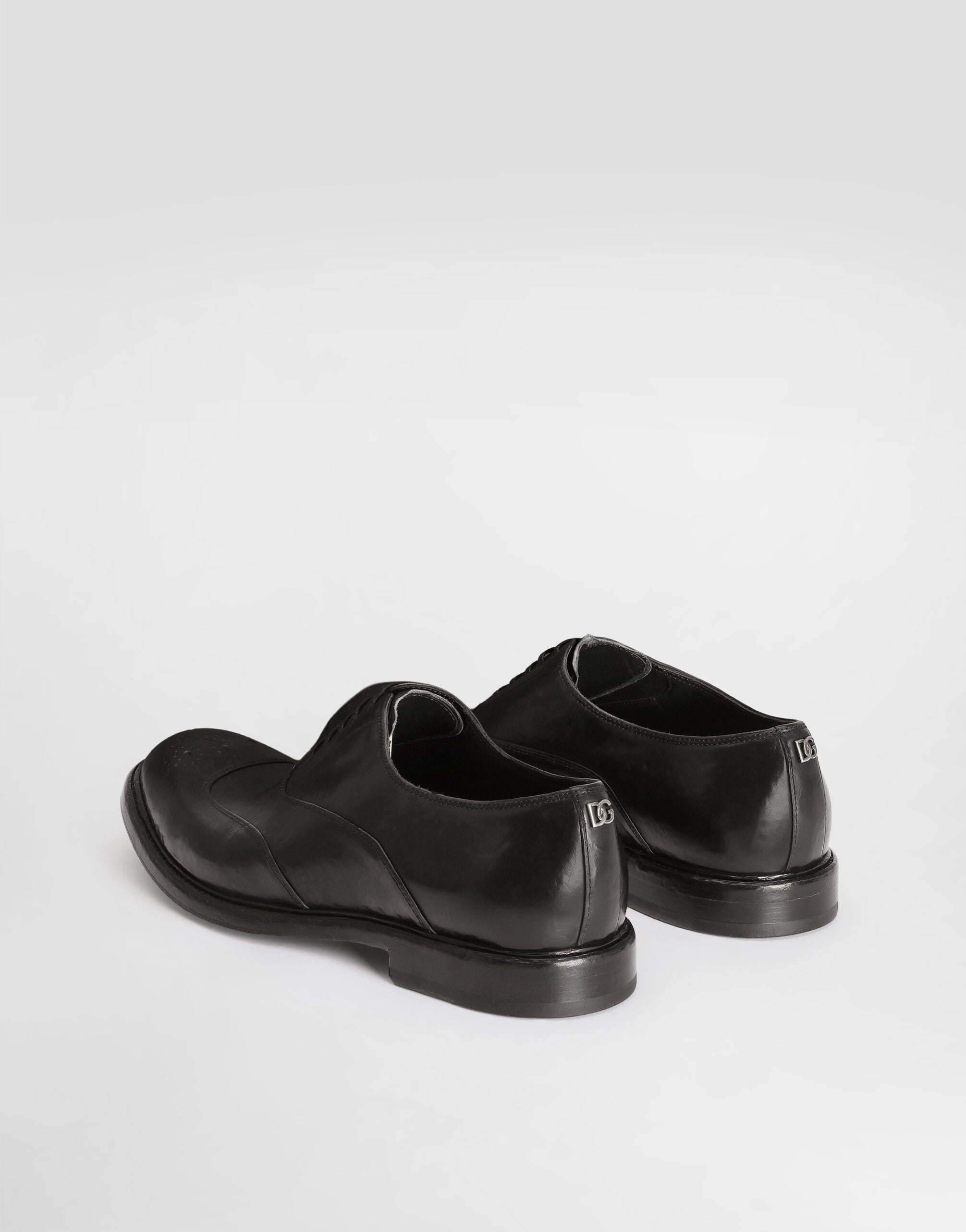Washed calfskin laced shoes in Black for Men | Dolce&Gabbana® US