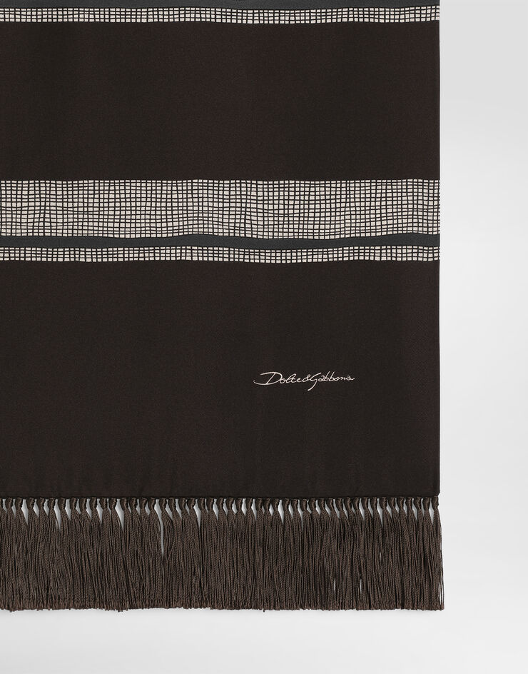 Dolce & Gabbana Vintage-print twill scarf Brown GQ386EG0WWV